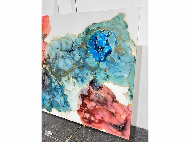 Elvira lopez "vida de colores" 2024 - kleuren inkt & epoxy - 1/1 hand kunstwerk - 130 cmx90cm - uitzonderlijk - afbeelding 4 van  9