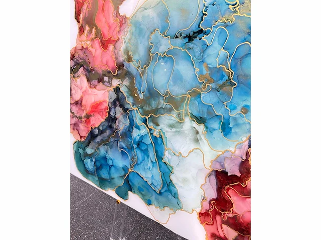 Elvira lopez "vida de colores" 2024 - kleuren inkt & epoxy - 1/1 hand kunstwerk - 130 cmx90cm - uitzonderlijk - afbeelding 7 van  9