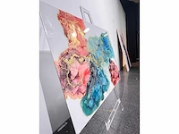 Elvira lopez "vida de colores" 2024 - kleuren inkt & epoxy - 1/1 hand kunstwerk - 130 cmx90cm - uitzonderlijk - afbeelding 2 van  8