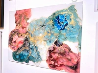 Elvira lopez "vida de colores" 2024 - kleuren inkt & epoxy - 1/1 hand kunstwerk - 130 cmx90cm - uitzonderlijk