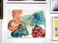 Elvira lopez "vida de colores" 2024 - kleuren inkt & epoxy - 1/1 hand kunstwerk - 130 cmx90cm - uitzonderlijk - afbeelding 2 van  8