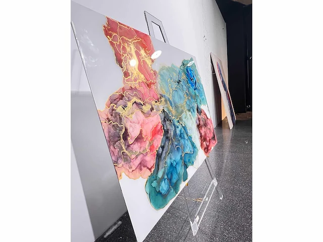 Elvira lopez "vida de colores" 2024 - kleuren inkt & epoxy - 1/1 hand kunstwerk - 130 cmx90cm - uitzonderlijk - afbeelding 3 van  8