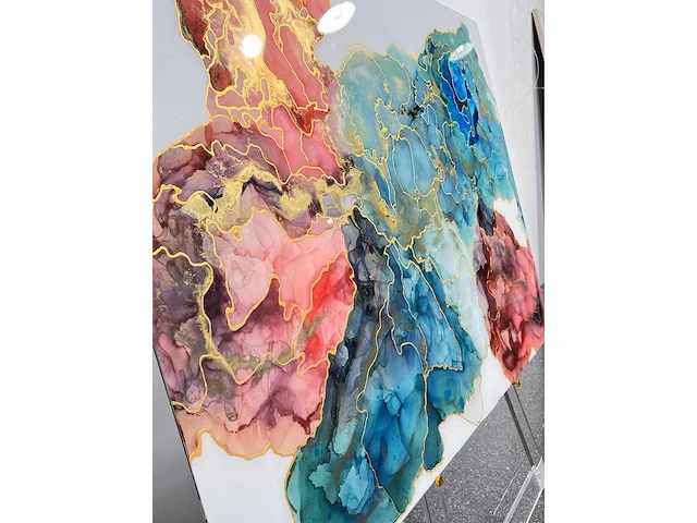Elvira lopez "vida de colores" 2024 - kleuren inkt & epoxy - 1/1 hand kunstwerk - 130 cmx90cm - uitzonderlijk - afbeelding 4 van  8