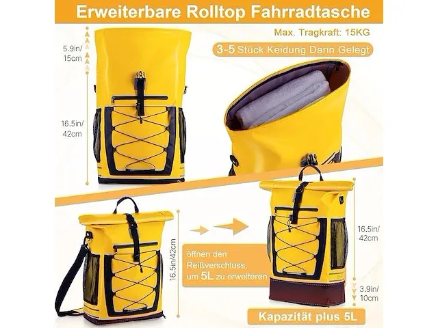 Elviros 3-in-1 fietstas voor bagagedrager - afbeelding 2 van  3