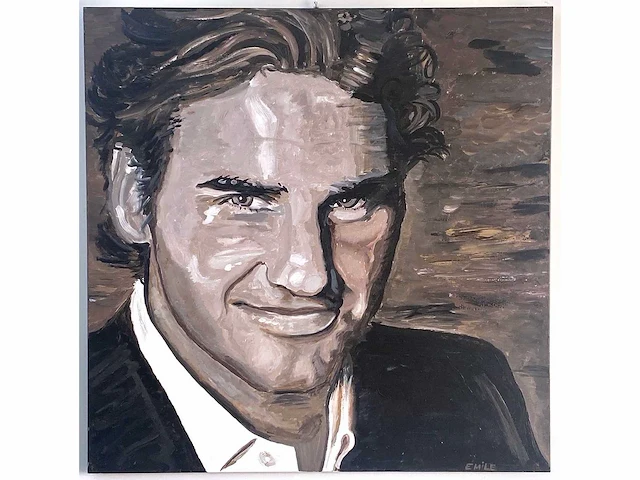 Emile - portret van roger federer - olie op doek - afbeelding 5 van  12