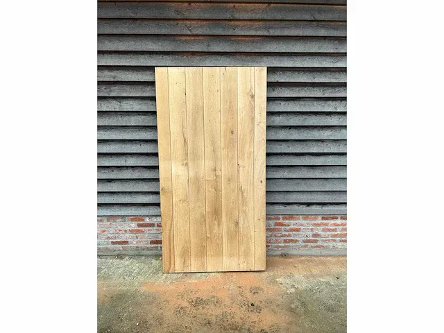 Enkele poort eik vlak op het kader (91,5 cmb x 176 cmh) - afbeelding 3 van  3