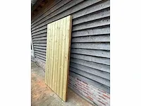 Enkele poort thermowood grenen kader + beplanking geïmpregneerde grenen vlak op het kader ( 109 cmb x 185,5 cmh) - afbeelding 4 van  4
