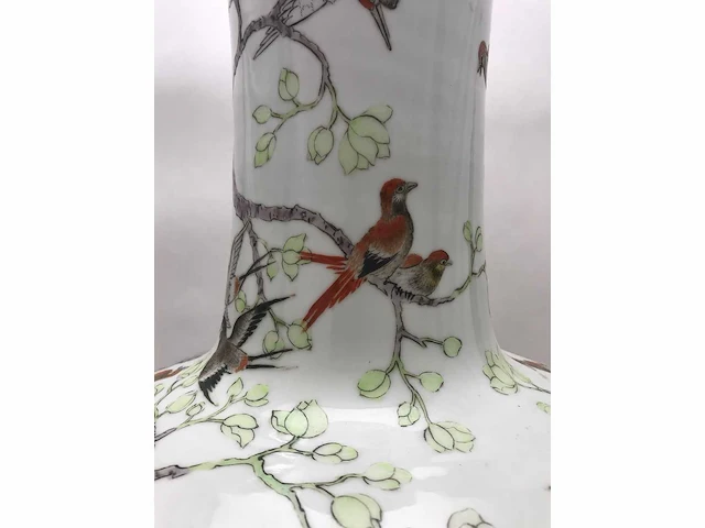 Enorm grote chinese bolvaas met vogels. 38cm diameter! gestempeld. - afbeelding 4 van  37