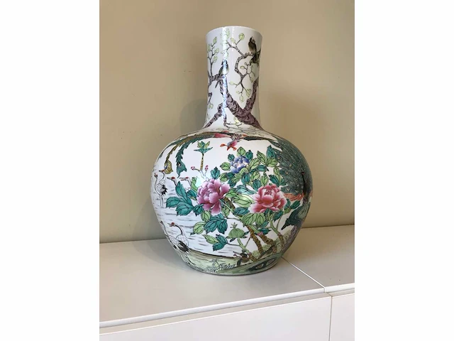 Enorm grote chinese bolvaas met vogels. 38cm diameter! gestempeld. - afbeelding 12 van  37