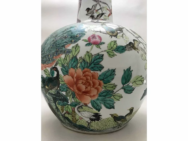 Enorm grote chinese bolvaas met vogels. 38cm diameter! gestempeld. - afbeelding 32 van  37