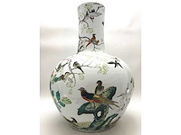Enorm grote chinese bolvaas met vogels. 38cm diameter! gestempeld. - afbeelding 2 van  37