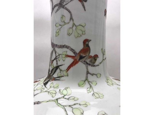 Enorm grote chinese bolvaas met vogels. 38cm diameter! gestempeld. - afbeelding 4 van  37