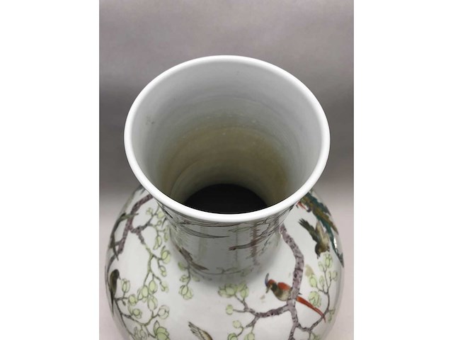 Enorm grote chinese bolvaas met vogels. 38cm diameter! gestempeld. - afbeelding 9 van  37