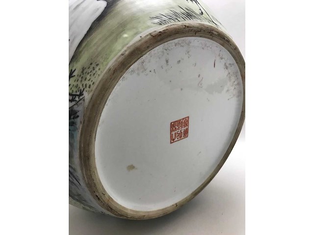 Enorm grote chinese bolvaas met vogels. 38cm diameter! gestempeld. - afbeelding 11 van  37