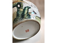 Enorm grote chinese bolvaas met vogels. 38cm diameter! gestempeld. - afbeelding 29 van  37