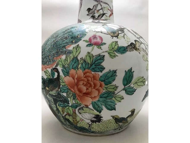 Enorm grote chinese bolvaas met vogels. 38cm diameter! gestempeld. - afbeelding 32 van  37