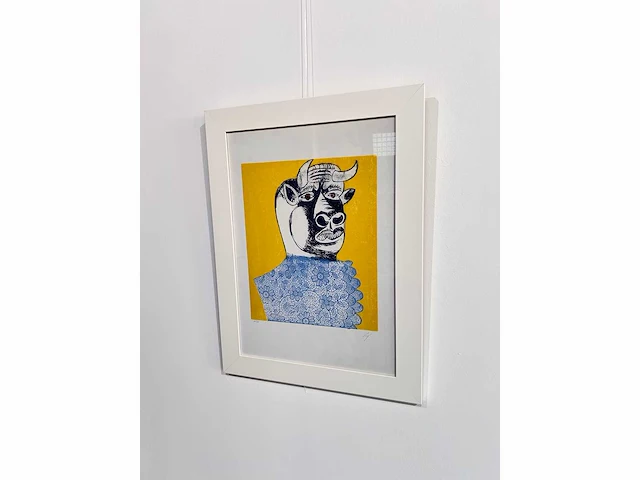 Enrico baj - baj chez picasso - minotaure 1969, litho's 70x50 cm - ingelijst. 83x63cm - afbeelding 5 van  9