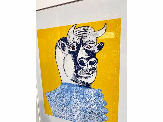 Enrico baj - baj chez picasso - minotaure 1969, litho's 70x50 cm - ingelijst. 83x63cm - afbeelding 6 van  9