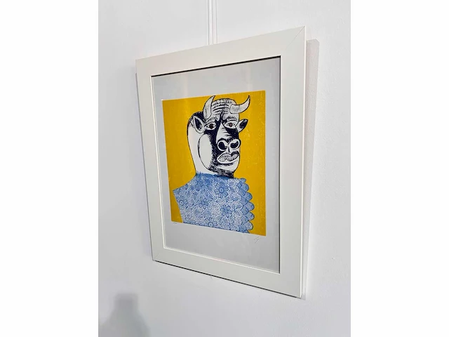 Enrico baj - baj chez picasso - minotaure 1969, litho's 70x50 cm - ingelijst. 83x63cm - afbeelding 7 van  9