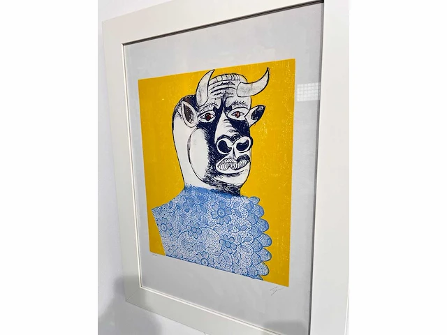Enrico baj - baj chez picasso - minotaure 1969, litho's 70x50 cm - ingelijst. 83x63cm - afbeelding 8 van  9