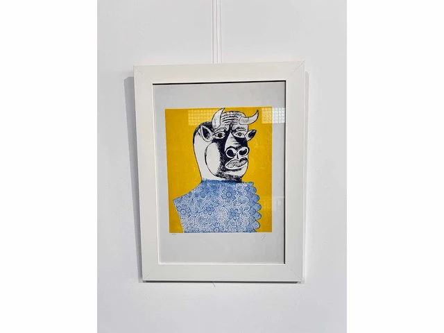 Enrico baj - baj chez picasso - minotaure 1969, litho's 70x50 cm - ingelijst. 83x63cm - afbeelding 9 van  9