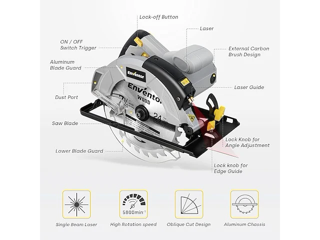 Enventor cirkelzaag, 1200w - afbeelding 3 van  3