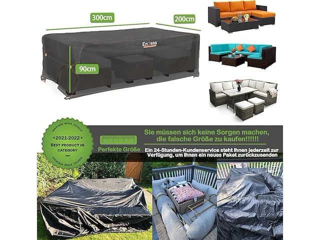 Enzeno afdekking voor tuinmeubelen 300 x 200 x 90 cm - afbeelding 2 van  2