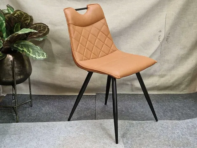 Enzo cognac pu - dining chair (6x) - afbeelding 1 van  6