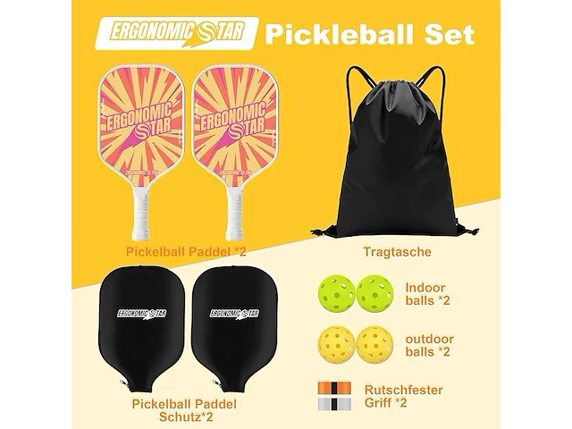 Ergonomicstar pickleball racketset - afbeelding 3 van  3