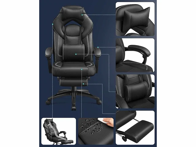 Ergonomische gamestoel, gamestoel, bureaustoel - afbeelding 4 van  9