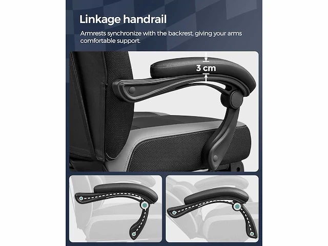 Ergonomische gamestoel, gamestoel, bureaustoel - afbeelding 8 van  9