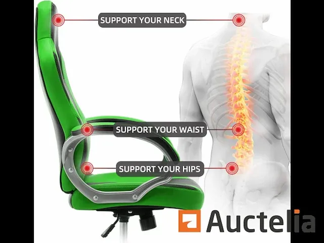 Ergonomische zetel gamer draaibaar-hoogte verstelbaar - afbeelding 2 van  8