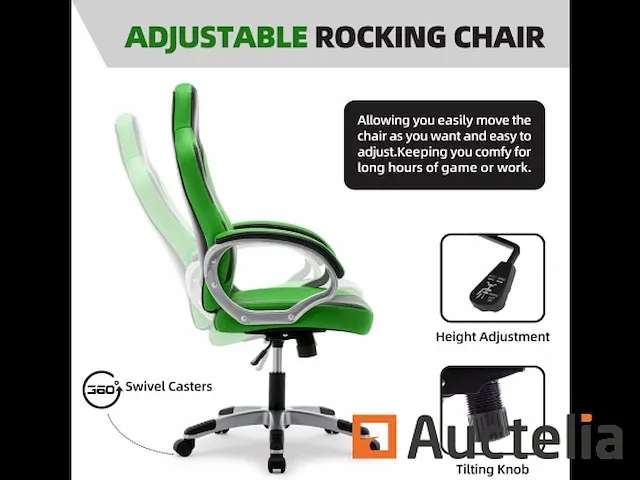 Ergonomische zetel gamer draaibaar-hoogte verstelbaar - afbeelding 3 van  8