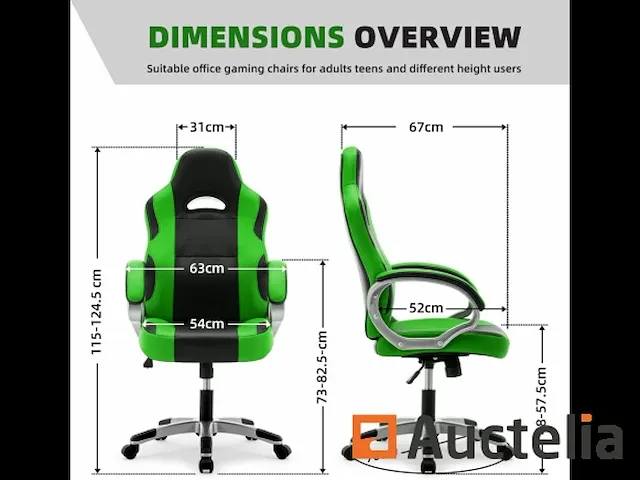 Ergonomische zetel gamer draaibaar-hoogte verstelbaar - afbeelding 4 van  8