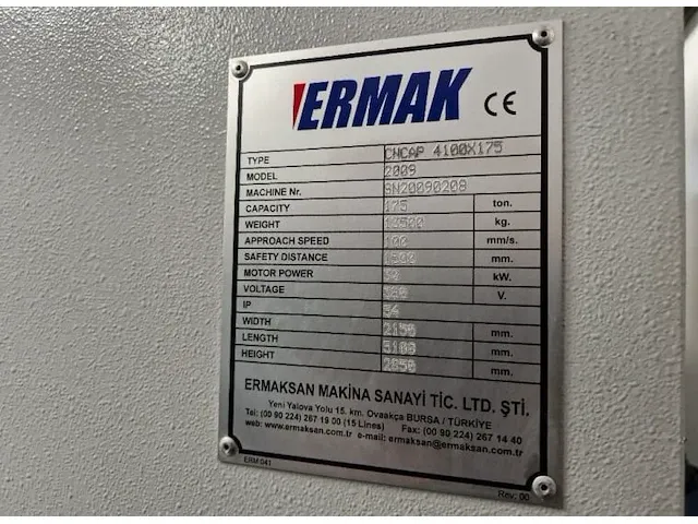 Ermaksan cnc ap 4100-175u kantbank - afbeelding 3 van  9