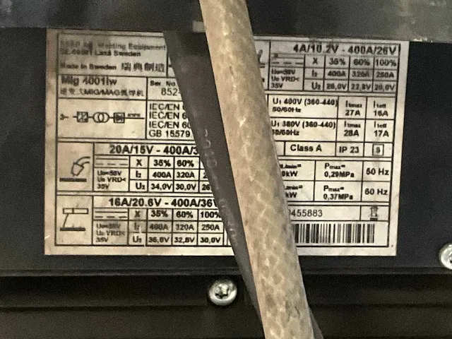 Esab mig4001i lasapparaat - afbeelding 7 van  7