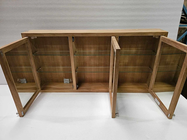 Essential teak spiegelkast grenoble 120 x 50cm met 3 deuren - afbeelding 3 van  6