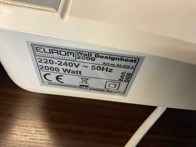 Eurom wall designheat 2000 elektrische verwarming (4x) - afbeelding 2 van  3
