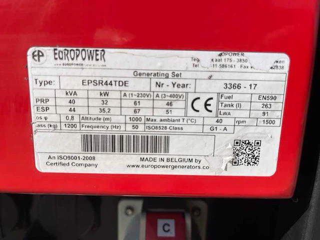 Europower - epsr44tde - generator - 2017 - afbeelding 10 van  13