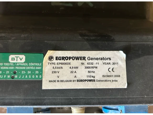 Europower ep6000de mobiele generator - afbeelding 7 van  9