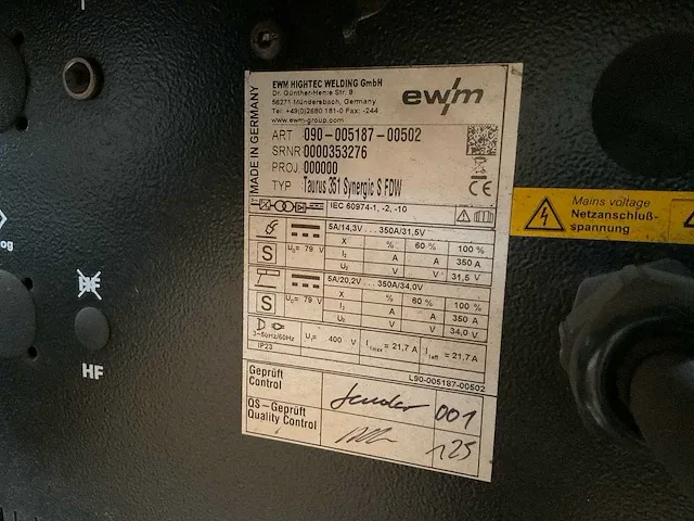 Ewm taurus 351 synergic s fdw lasapparaat - afbeelding 5 van  5