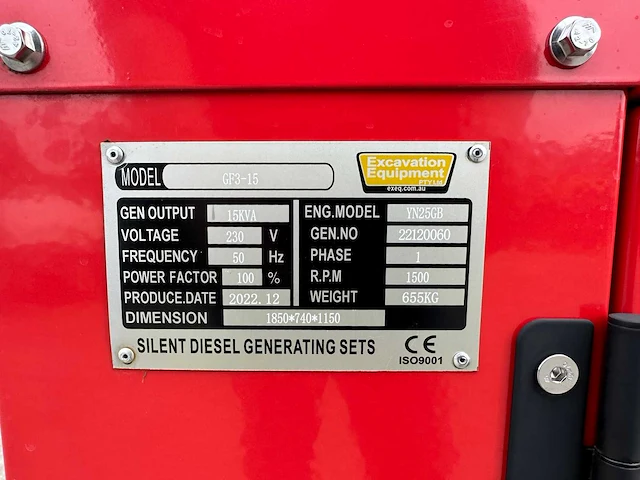 Excavation equipment - gf3-15 - emergency power generator - 2022 - afbeelding 6 van  14