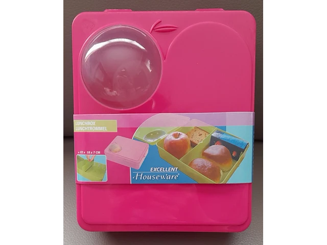 Excellent houseware lunchbox 22*18*7 cm: roze - afbeelding 4 van  7