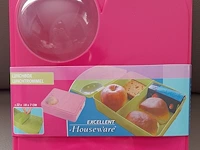 Excellent houseware lunchbox 22*18*7 cm: roze - afbeelding 4 van  7