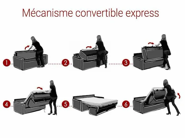 Express 3-zits converteerbare stoffen bank - rood - afbeelding 4 van  5