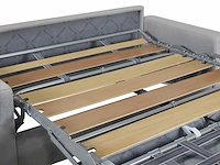 Express converteerbare 2-zitsbank in beige fluweel - bed met brede latten 120 cm - matras 14 cm met traagschuim - afbeelding 6 van  6