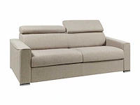 Express converteerbare 4-zitsbank in beige stof - bed met brede latten 160 cm - matras 18 cm - afbeelding 3 van  4
