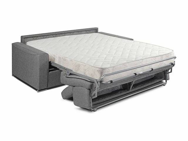 Express converteerbare 4-zitsbank in beige stof - bed met brede latten 160 cm - matras 18 cm - afbeelding 4 van  4
