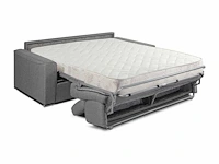 Express converteerbare 4-zitsbank in beige stof - bed met brede latten 160 cm - matras 18 cm - afbeelding 4 van  4