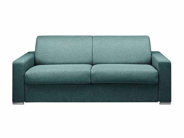 Express converteerbare 4-zitsbank in blauwe stof - slaapplaatsen 160 cm - matrassen 14 cm - afbeelding 2 van  3